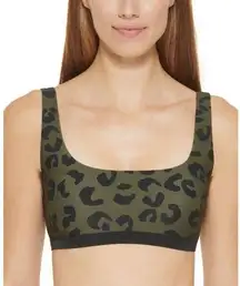 NWT DKNY Leopard-Print Bikini Top Block Leopard Moss Green Sz M | Vacation Beach