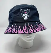 Sanrio Kuromi Flames Bucket Hat Hot Topic Original Black with Pink Flames Y2K
