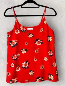 Socialite Floral Cami Top Sleeveless‎ Casual Blouse Red Summer Size S