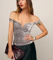 Reformation Andria Knit Top Silver