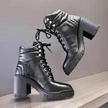 Marc Fisher LTD Velima Mixed Media Bootie, Black Size 6.5 NEW