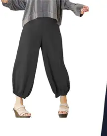 Bryn Walker Campa Cotton Cauze Gauzy Black Wide Leg Flowy Crop Jogger Pants XL