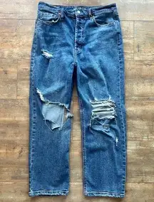 Wild Fable Distressed High Rise Straight Medium Wash Jeans Size 12