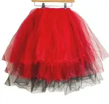 Art Stone Long Red Black Tulle Tutu Skirt Halloween Costume Cosplay Stage