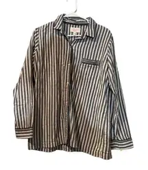 Victoria's Secret Striped Button Down Pajama Top Size Large