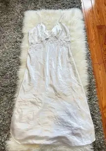 White Satin & Lace Slip Dress