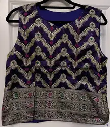 Custom made traditional Lao Thai Cambodian Indian purple silk blouse top
