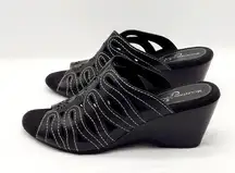 Mountain Sole Shoes Womens Size 8 Black Slip On Heeled Sandals Wedge Heel