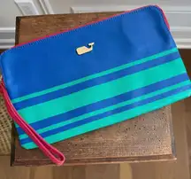 Vineyard Vines Striped Zipper Aviator Blue Green Clutch Wristlet