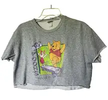 Vintage 90s  Winnie The Pooh Gray Graphic Pooh Crop Top