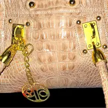 Calla brand beautiful tan faux croc satchel with gold hardware. New