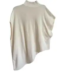 ZARA Cream Turtleneck Sleeveless Assymetrical Poncho Sweater Size Small