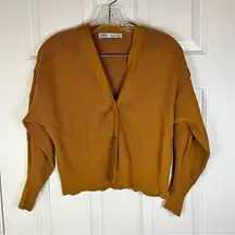 Zara Soft‎ Mustard Knit Ribbed Button Down Cardigan Size Small No Flaws