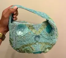 TJ Maxx Marshall’s blue green teal viral bead floral sequin shoulder bag