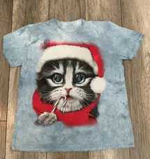The Mountain Christmas Cat Graphic T-Shirt Cute Kitten Holiday Tee