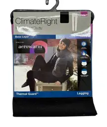 NWT ClimateRight By Cuddl Duds Aerowarm Thermal Legging XS Black Base Layer Warm