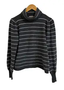 Lilla P striped cashmere turtleneck‎ grey white sweater size Small
