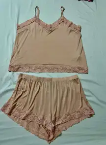 Hale Bob Pink Lace Trim Pajama Set