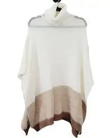 Apt. 9 Womens Fuzzy Sweater Knit Cowl Neck Ombre Poncho One Size