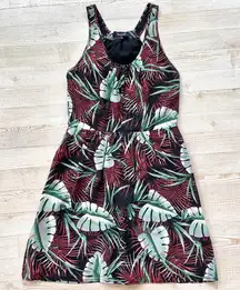 Madewell 100% Silk Island Mini Dress |‎ Tropical Jungle Leaf Print Size 0