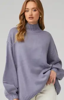 WeWoreWhat Oversized Mock‎ Neck Sweater Sz Size small/medium lilac icy blue