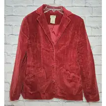 LL.Bean red corduroy vintage 90s button blazer coat cotton 4 regular.