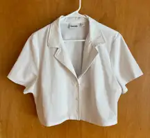 Sun-deh‎ Sunday Best White Cropped Short Sleeve Button Down Blouse XL