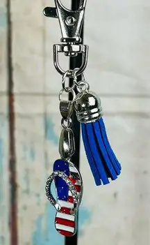 Patriotic Flip Flop Keychain/Purse/Backpack Accessory With Tassel.