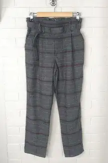 Hollister Soft Flannel Plaid Belted Straight Leg Pants