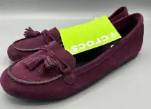 Crocs Lina Loafer Suede Plum Slip On Flats Shoes Triple Comfort Womens 8 Casual