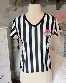 TailGaters Sports Bar Grill Striped VNeck Shirt Womens Medium