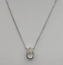 1ct Pear Moissanite Halo Necklace