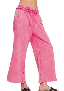 Zenana Washed French Terry Palazzo‎ With Pockets