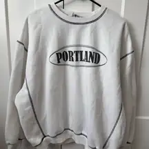 Princess Polly White Sweatshirt with Black Stitching