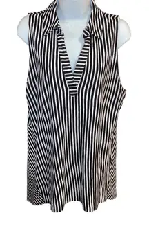 Soma Striped Sleeveless Tunic Top  Size Large Black & White