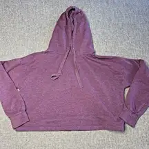 Z By Zella Cropped Hoodie M Purple Sweatshirt‎ Pullover Loose Fit Boxy Blank
