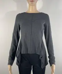 KARMA Womens Knit Top Ruffled Open Back Long Sleeve Sz XS Feminine Casual Active