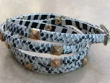 Gold Tone Vegan Leather Snake Print Wrap Bracelet