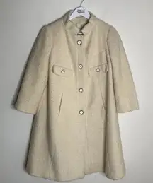Vintage Unbranded Cream Wool Overcoat Jacket Coat Size 6