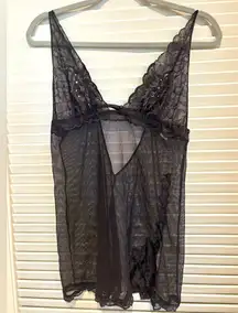Victoria’s Secret Vintage Y2K Black Sheer Mesh Lace Lingerie Chemise Slip Size M