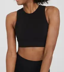 Aerie Offline Seamless Ribbed High Neck Sports Bra Black XS