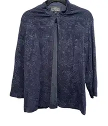 NWT Alex Evenings‎ Jacquard Knit Glittered Mandarin neckline jacket navy size 14