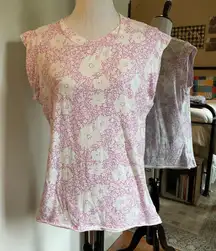 Large Pink Floral Sleeveless Top