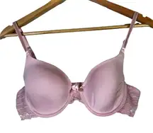 Jessica Simpson Lace Push Up Bra Womens 36B Pink Romantic Coquette Underwire