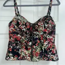 Allen B Floral Zip Bustier Corset Top Womens 10 Dark Romantic Coquette Y2K Indie