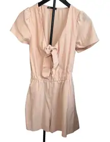 Zara tie front pink short sleeve romper. Size S. Keyhole   Jumpsuit.