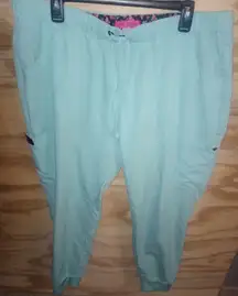 Women's Betsey Johnson XL Pet Cheyenne Scrub Pants Turquoise Joggers