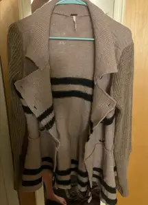 Free People Tan and Black Cardigan