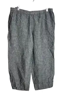 J.Jill Love Linen‎ Cropped Pants Size MP Petite Gray Pull On Casual Lightweight