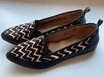 Adrianna Papell Lennox Calf Hair Chevron Pointed Toe Loafers‎ Leather 7.5 37.5